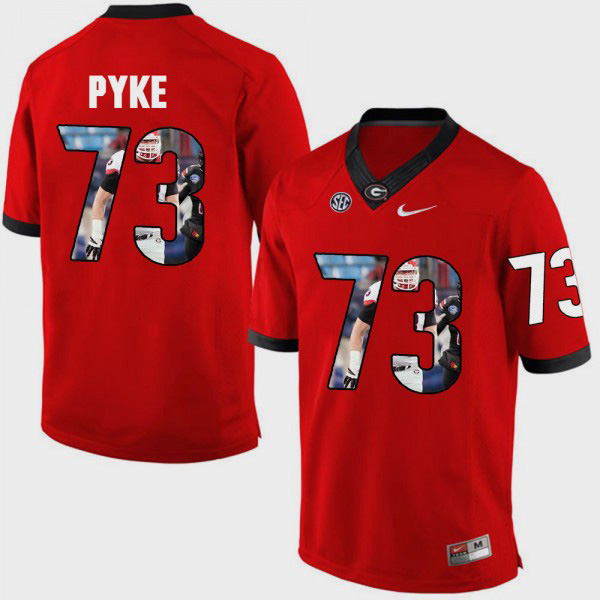 Men's #73 Greg Pyke Georgia Bulldogs Pictorial Fashion Jersey - Red